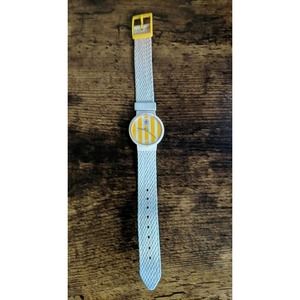 Giorgio Women's Yellow and White Band Watch Swiss Made - Needs Battery